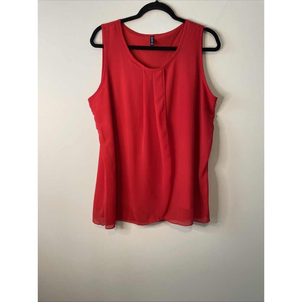 Iwollence XL Red Sleeveless Blouse Layered Chiffon Career Party Top